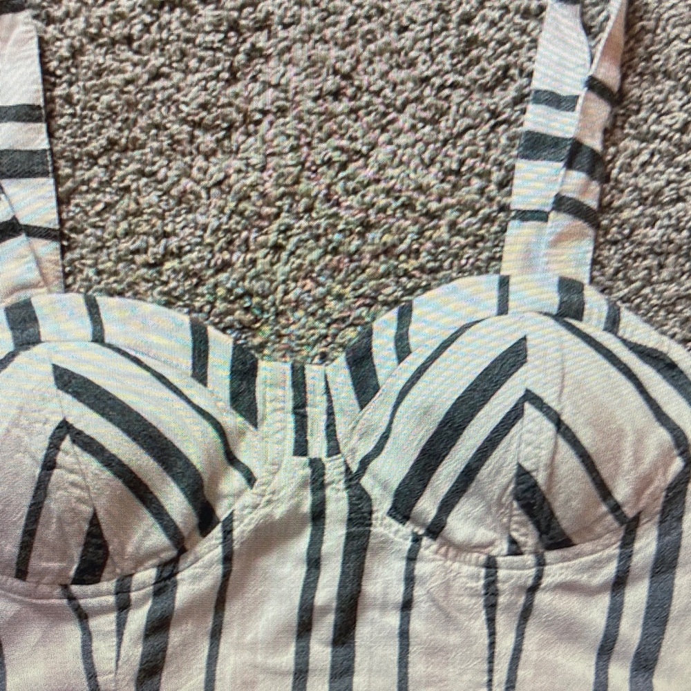 American Eagle Outfitters White and Black Striped Cropped Bustier Top